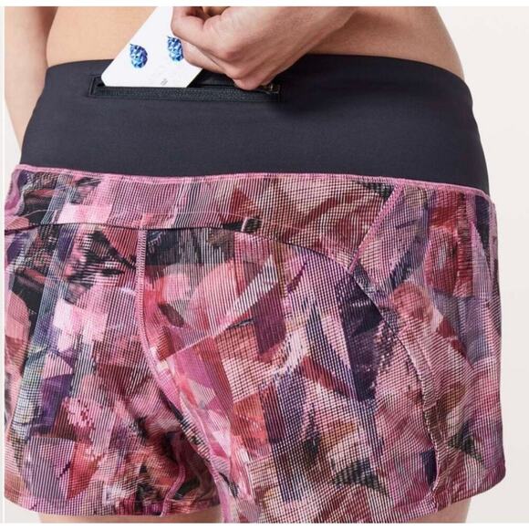 Lululemon Run Times Short II 4" - Sun Dazed Multi Pink / Black | Size 4 - Picture 3 of 11